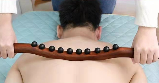 💆‍♀️✨ Buy 3 get 1 free! 19-Bead Wooden Body Massage Roller – Natural Beech Wood, Ergonomic Grip & Full-Body Relaxation