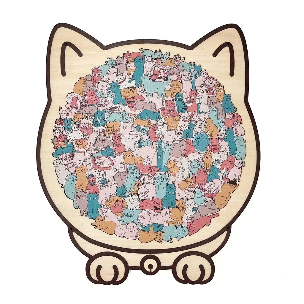 🎁Christmas Sale 50% OFF🎅135-Piece Morandi-Colored Cat Shaped Wooden Jigsaw Puzzle