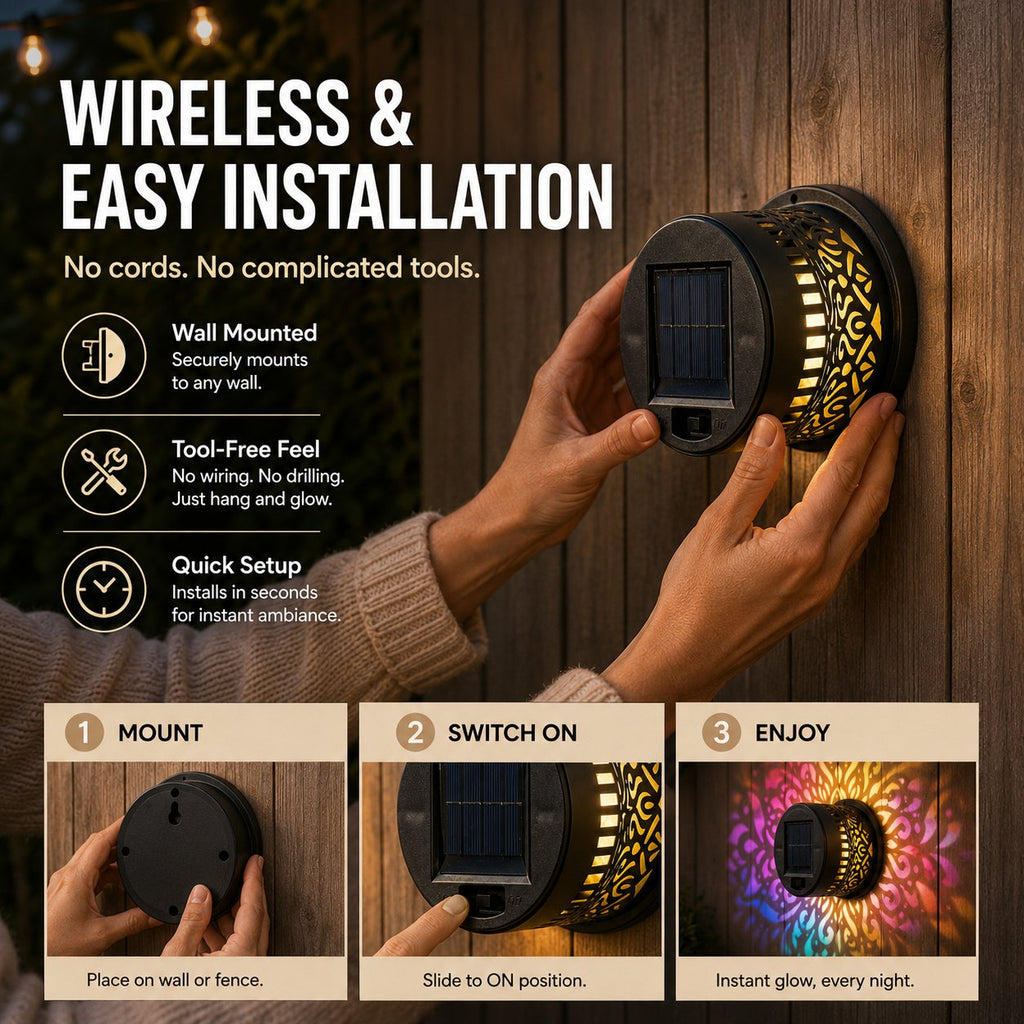 🌙⏳LIMITED-TIME 50% OFF! ⏰ Solar Mandala Wall Light – Dreamy Night Projection ✨
