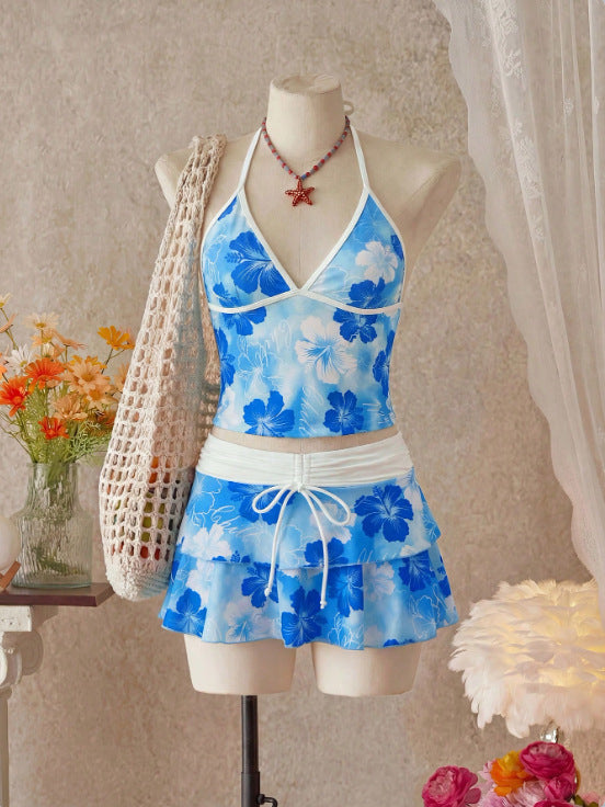 💞2026 HOT SALE💞Summer Beach Festival Print Halter Bikini Set