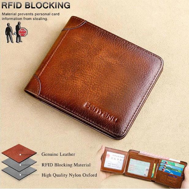 💼 LIMITED TIME 50% OFF! 🛡️ Genuine Leather RFID Blocking Wallet – Waterproof, Slim, Large Capacity 🔐