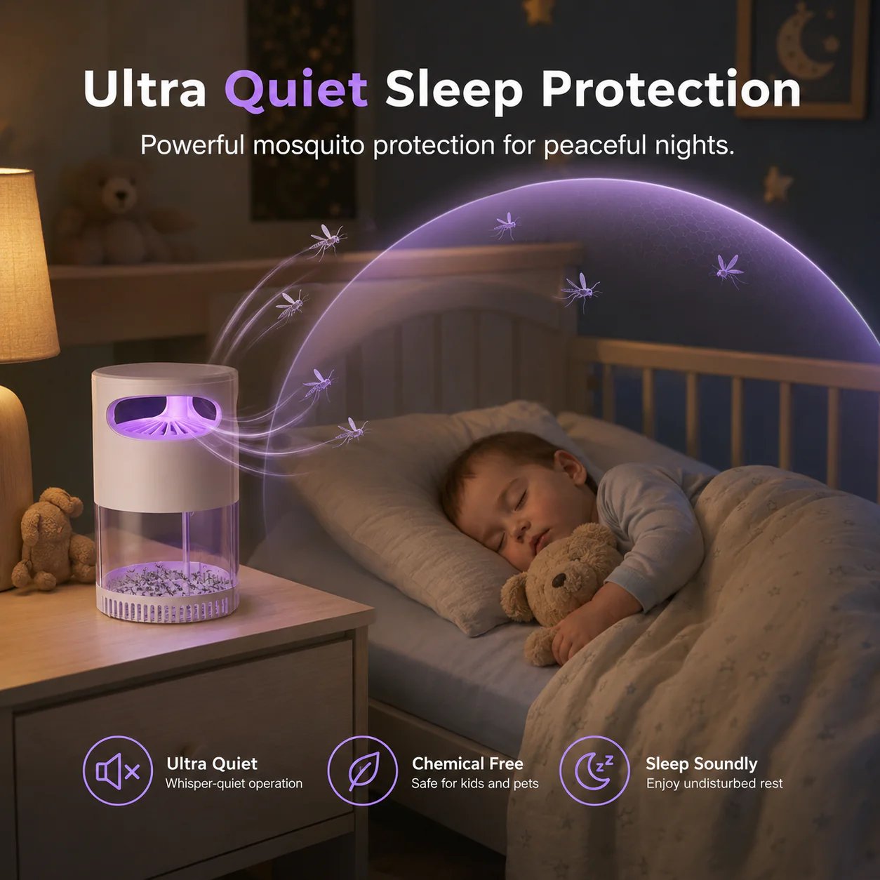 🔥2026 Hot Sale🔥Quiet UV Mosquito Trap – Chemical-Free & Safe for Kids & Pets🦟