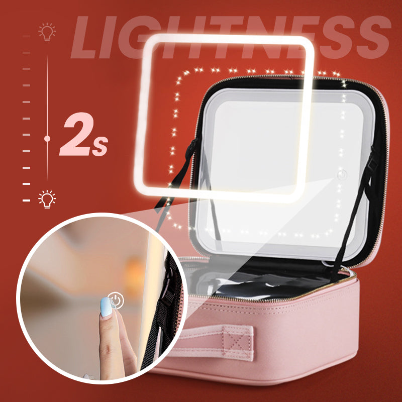 📢📢50% OFF !! ⏰Flawless Makeup Anywhere – Portable LED Mirror Makeup Bag!✨