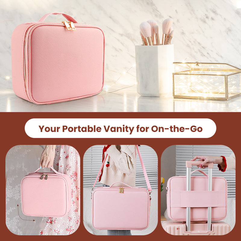 📢📢50% OFF !! ⏰Flawless Makeup Anywhere – Portable LED Mirror Makeup Bag!✨