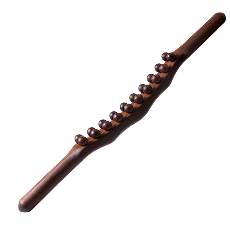 💆‍♀️✨ Buy 3 get 1 free! 19-Bead Wooden Body Massage Roller – Natural Beech Wood, Ergonomic Grip & Full-Body Relaxation