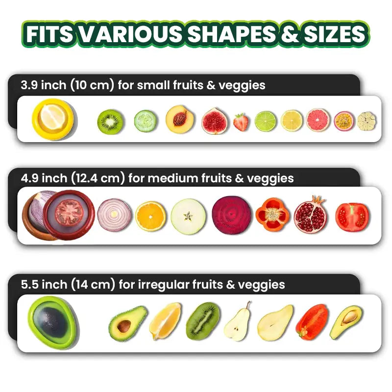 FridgePod™ Universal Silicone Food Savers - Set of 4 Airtight Stretch Pods for Half-Cut Produce, BPA-Free & Reusable