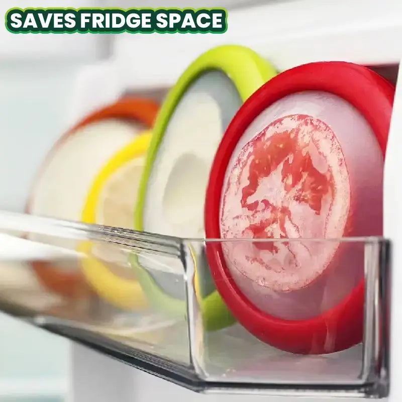 FridgePod™ Universal Silicone Food Savers - Set of 4 Airtight Stretch Pods for Half-Cut Produce, BPA-Free & Reusable
