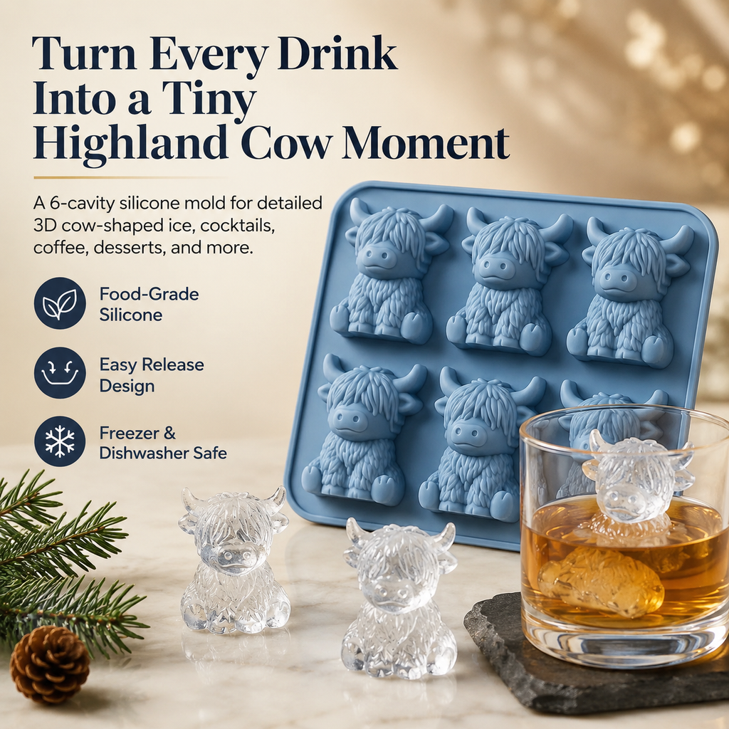 🐮 Last Day Deal - Highland Cow Ice Cube Mold for Drinks & Gifts