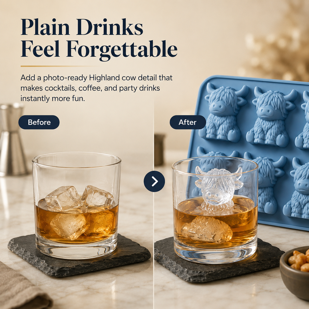 🐮 Last Day Deal - Highland Cow Ice Cube Mold for Drinks & Gifts