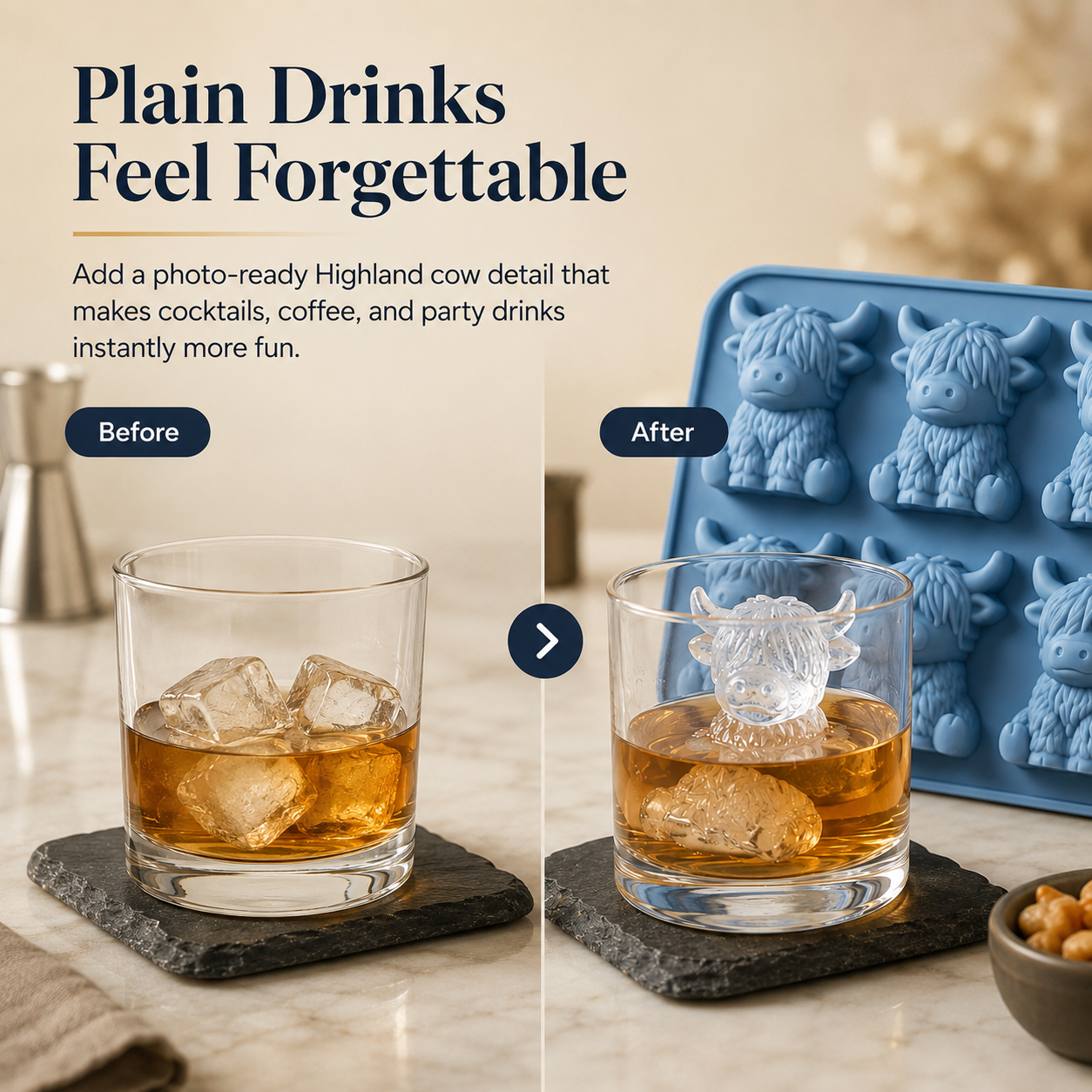 🐮 Last Day Deal - Highland Cow Ice Cube Mold for Drinks & Gifts