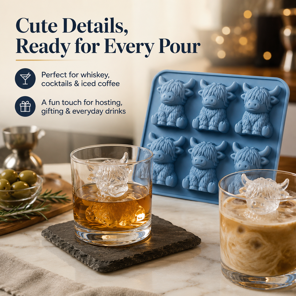 🐮 Last Day Deal - Highland Cow Ice Cube Mold for Drinks & Gifts