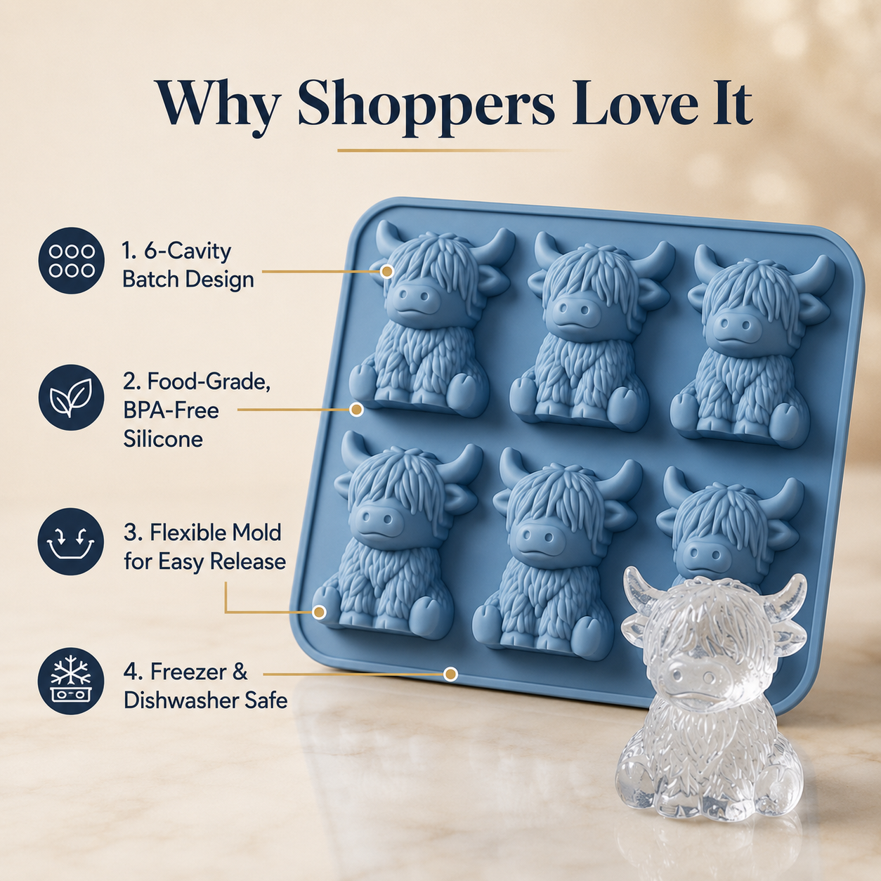 🐮 Last Day Deal - Highland Cow Ice Cube Mold for Drinks & Gifts