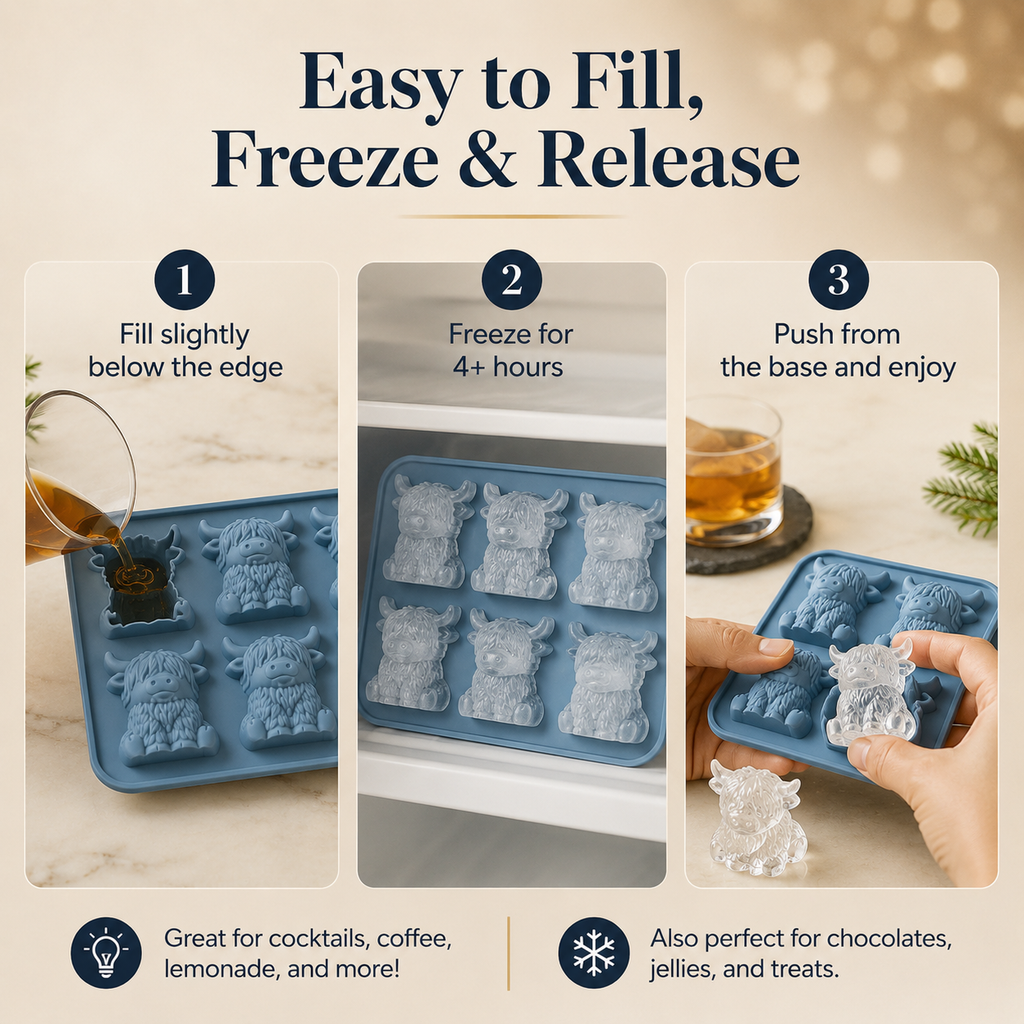 🐮 Last Day Deal - Highland Cow Ice Cube Mold for Drinks & Gifts