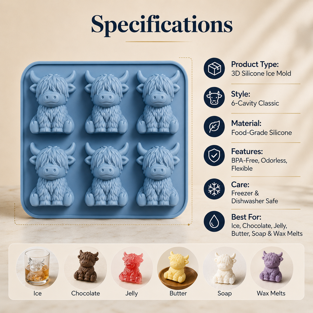 🐮 Last Day Deal - Highland Cow Ice Cube Mold for Drinks & Gifts