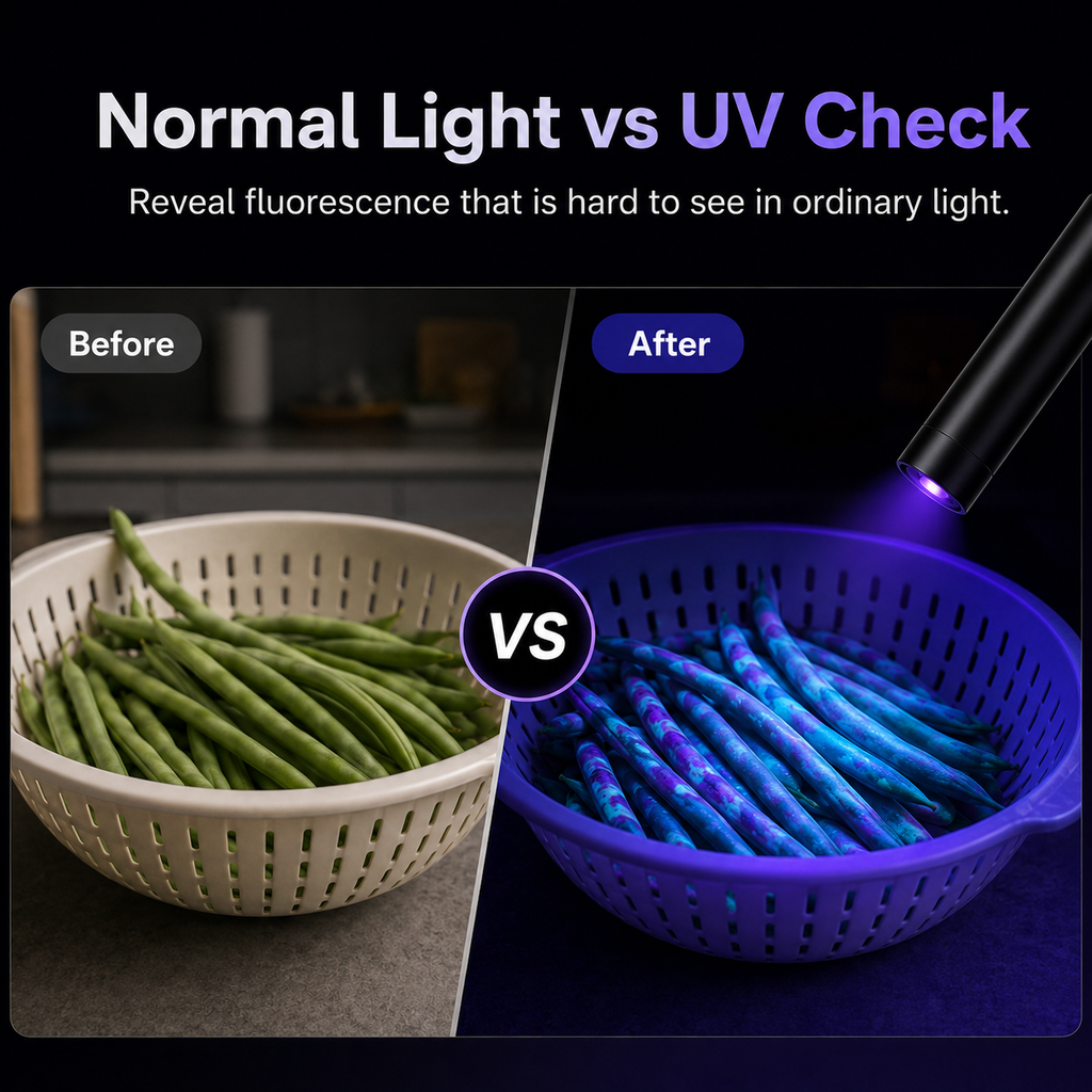 🥦UV Black Light Flashlight for Vegetable Inspection