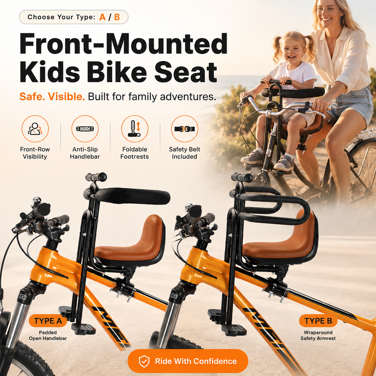 🚲 Front-Mounted Kids Bike Seat 👶 | Safer, Closer & More Fun Family Rides