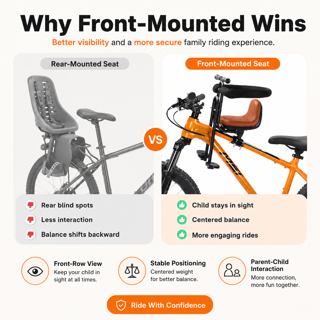 🚲 Front-Mounted Kids Bike Seat 👶 | Safer, Closer & More Fun Family Rides