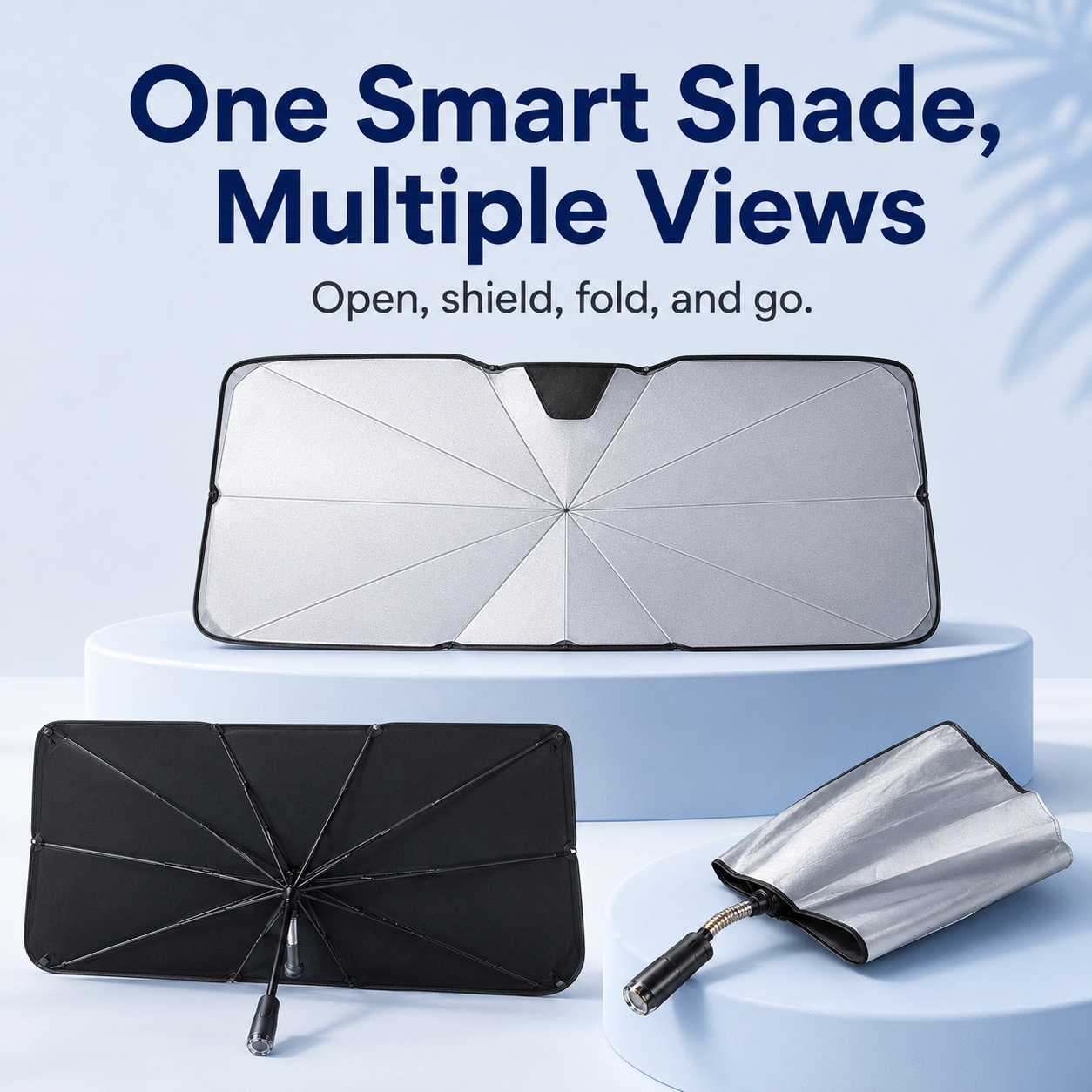🔥Umbrella-Style Car Windshield Sunshade – Park Cooler in Seconds🌂