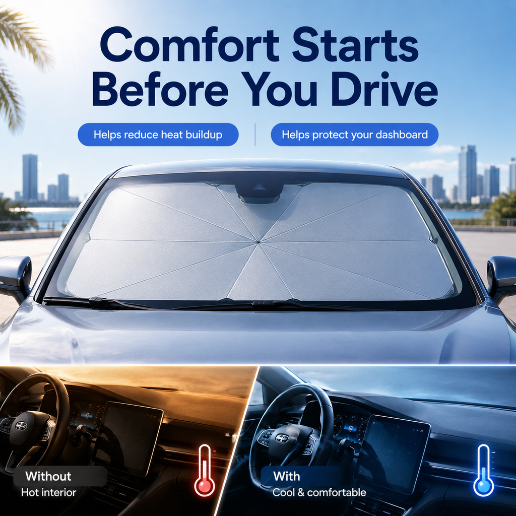 🔥Umbrella-Style Car Windshield Sunshade – Park Cooler in Seconds🌂