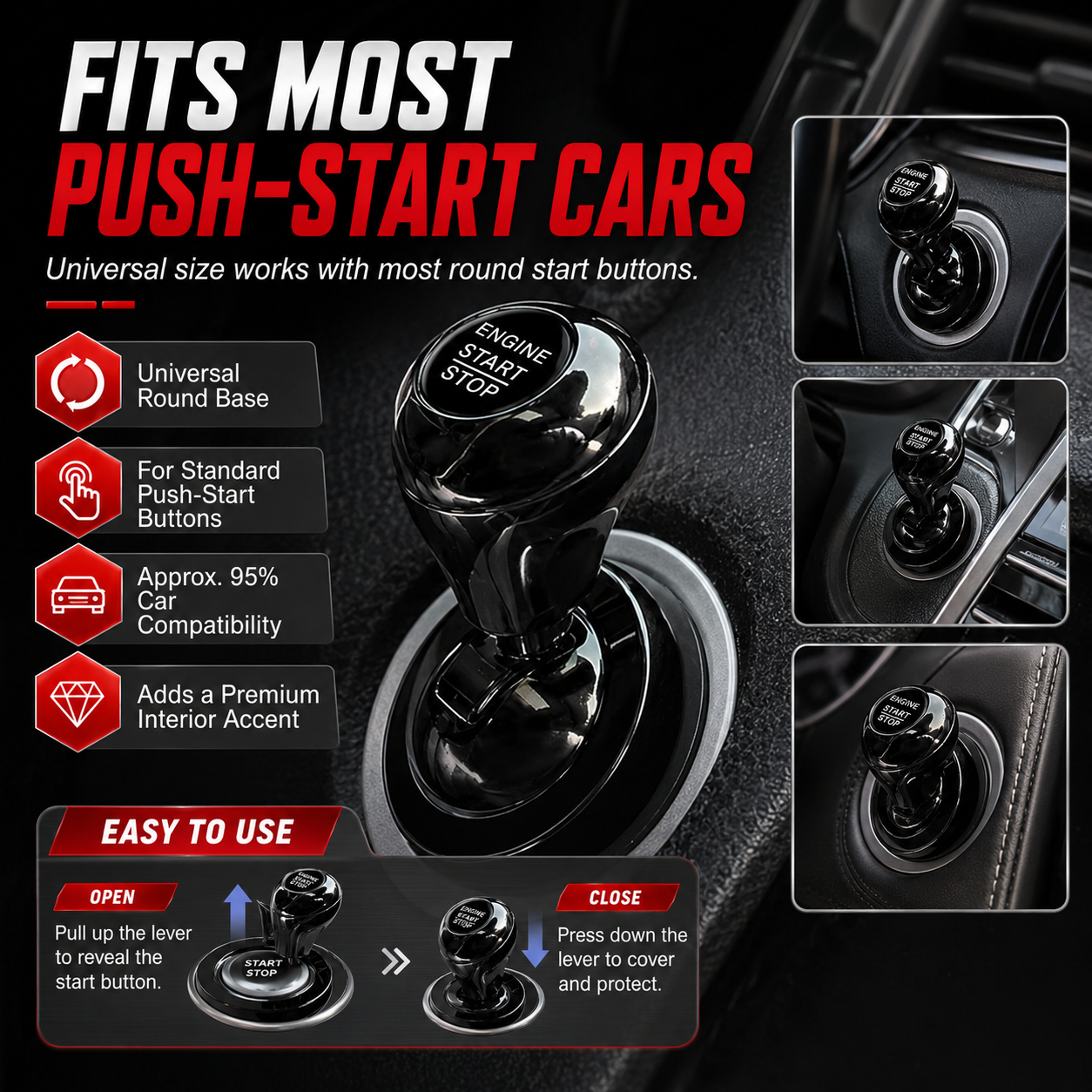 One-Touch Start Lever™ – Turn Your Push-Start Button Into a Fun, Sporty Metal Ignition Switch 🚗