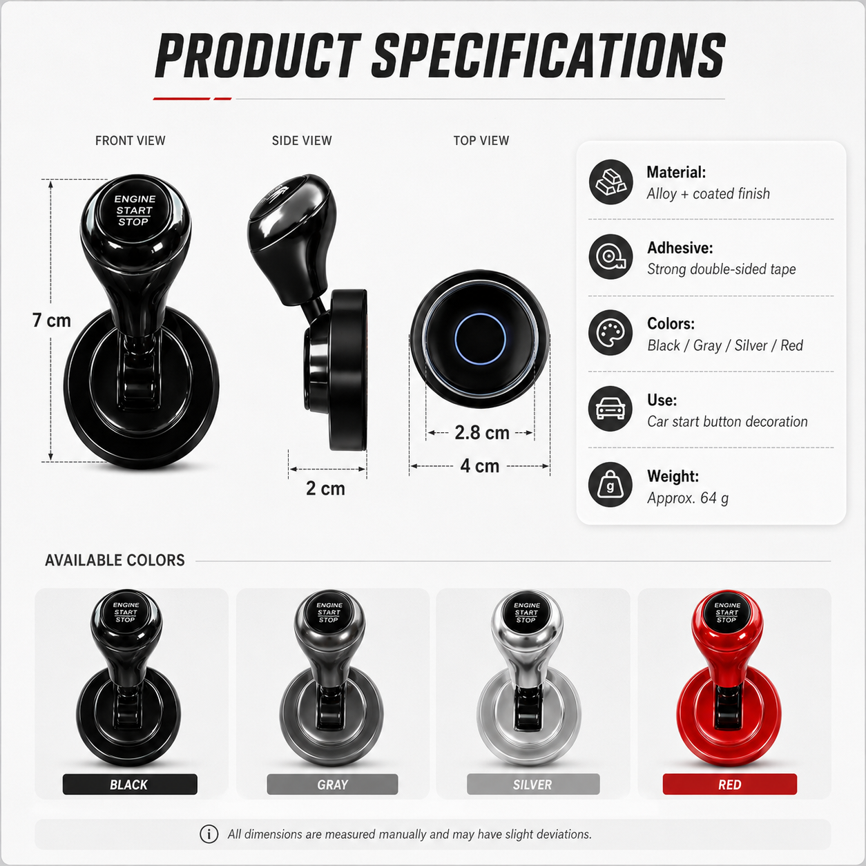 One-Touch Start Lever™ – Turn Your Push-Start Button Into a Fun, Sporty Metal Ignition Switch 🚗