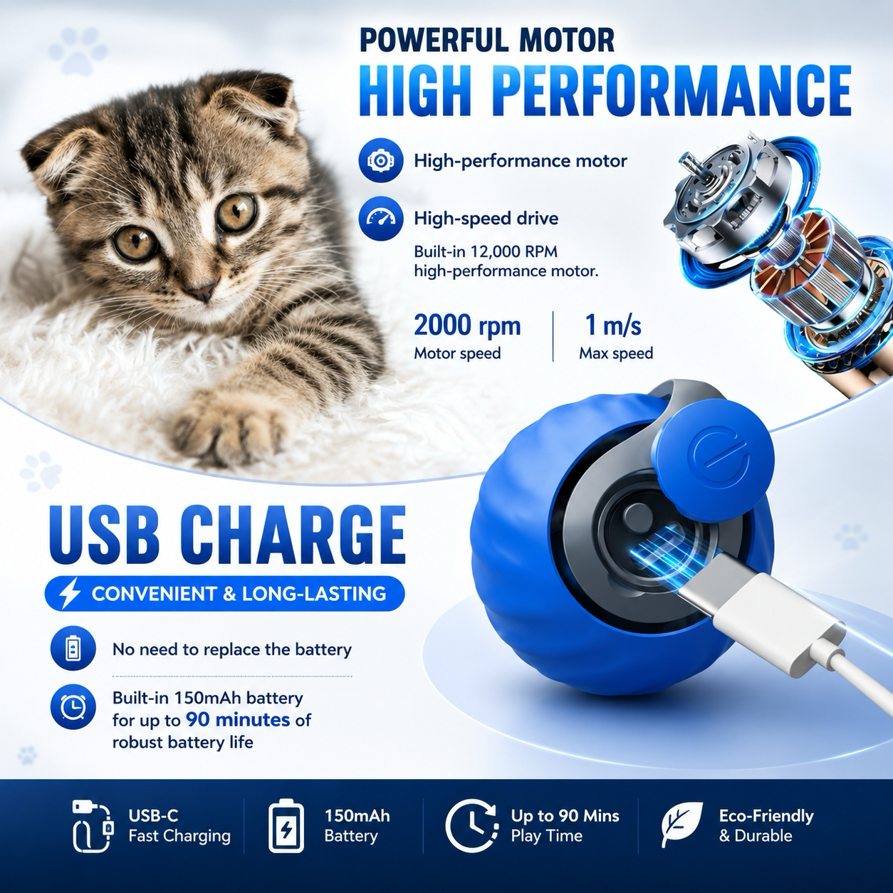 🐱🐾Smart Interactive Cat Ball – Beat Boredom, Burn Energy & Keep Your Cat Moving ⚡