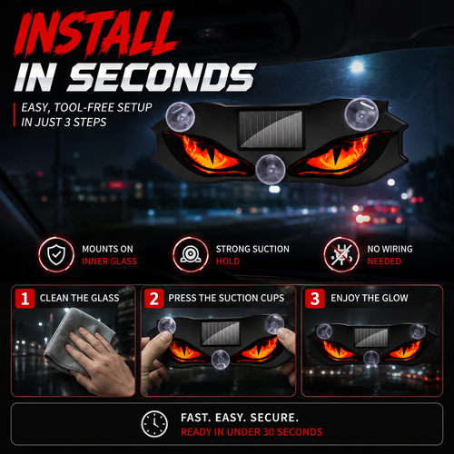 Demon Eye Solar Car Light – Dynamic LED Mood Light for Your Car Glass😈