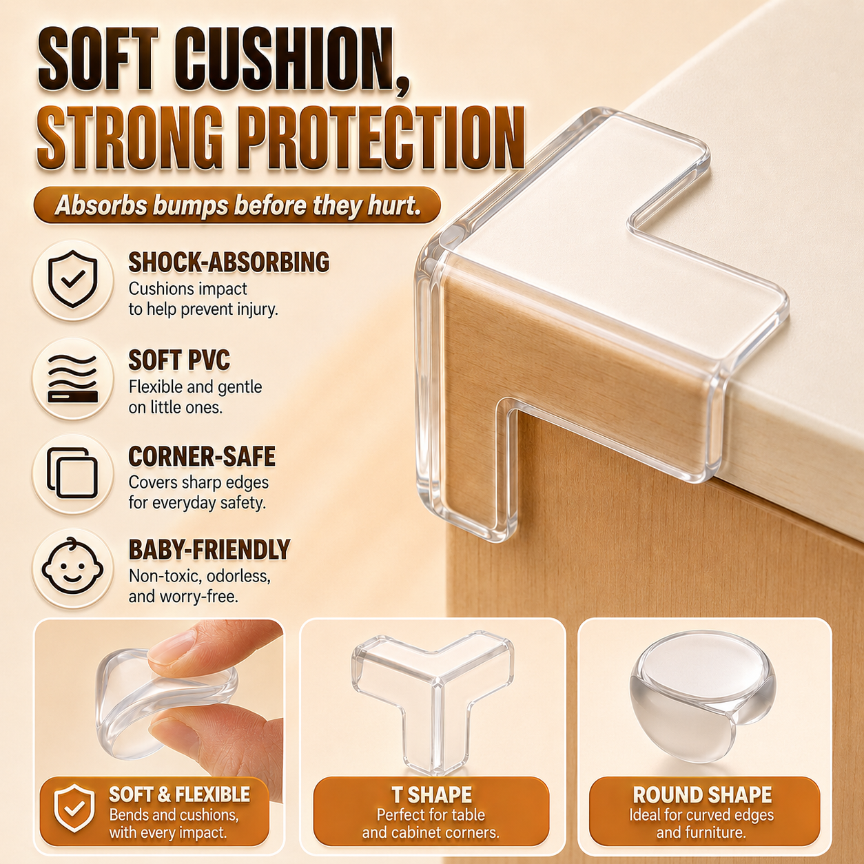 Baby-Proof Every Sharp Corner™ – 10PCS Crystal-Clear Corner Protectors🛡️
