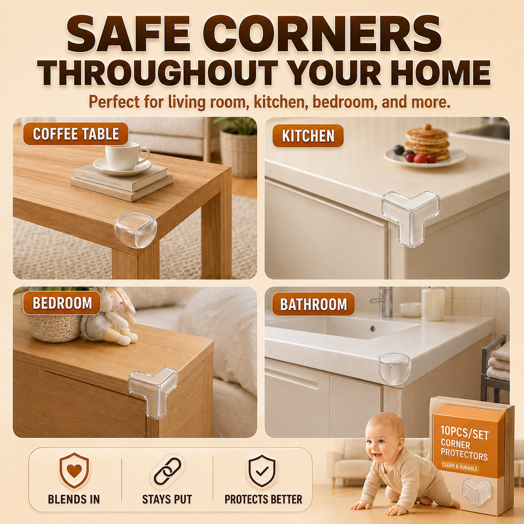 Baby-Proof Every Sharp Corner™ – 10PCS Crystal-Clear Corner Protectors🛡️