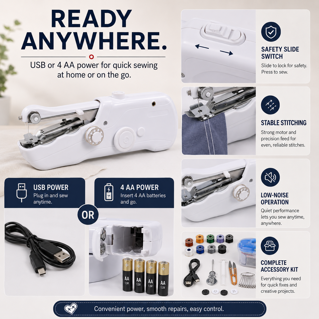 🧵Portable Mini Electric Sewing Machine – Quick Clothing Repairs Anytime, Anywhere