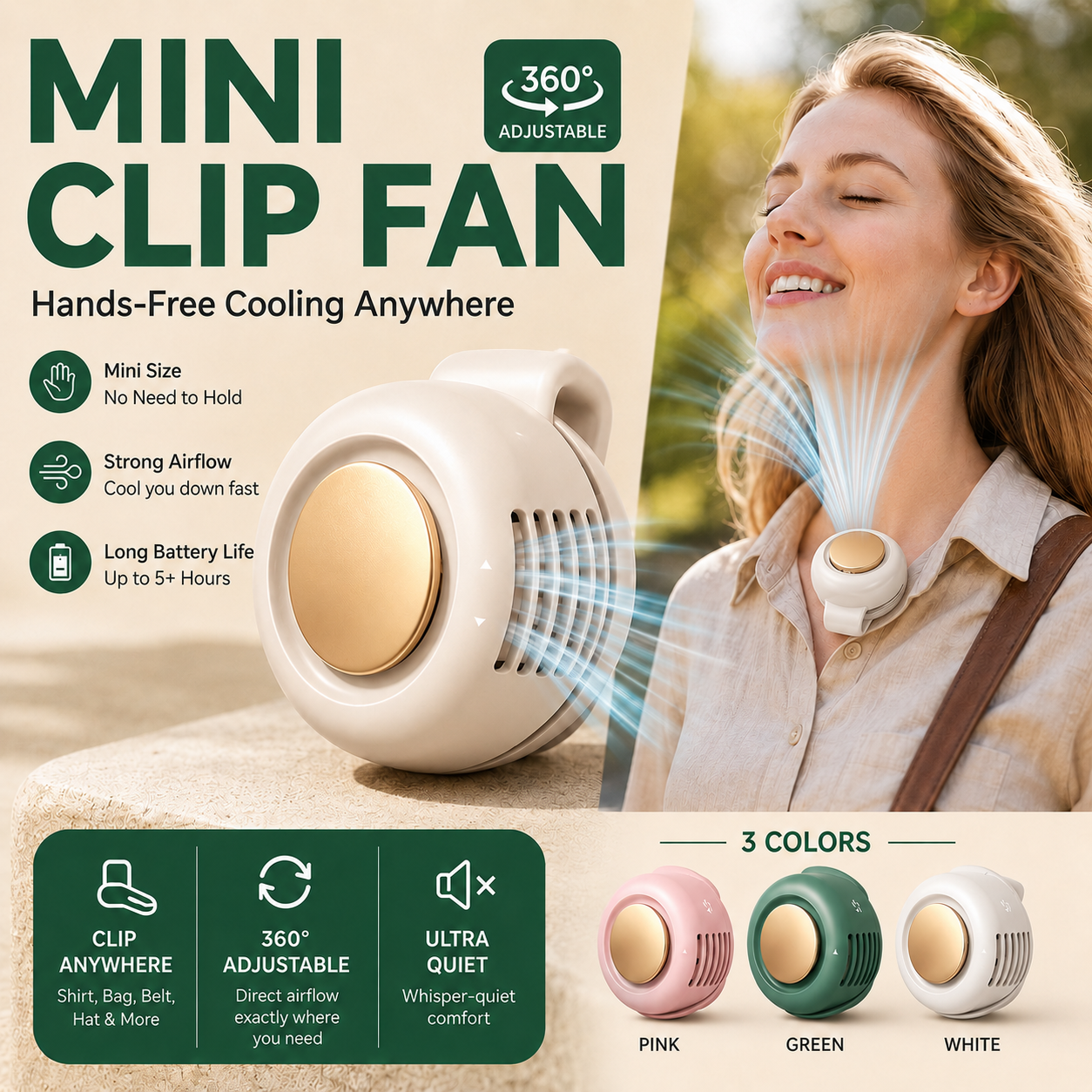 📢📢50% OFF !! ⏰ Bladeless Fan – Ultra-Light & 1.5h Fast Charge ⚡🌀