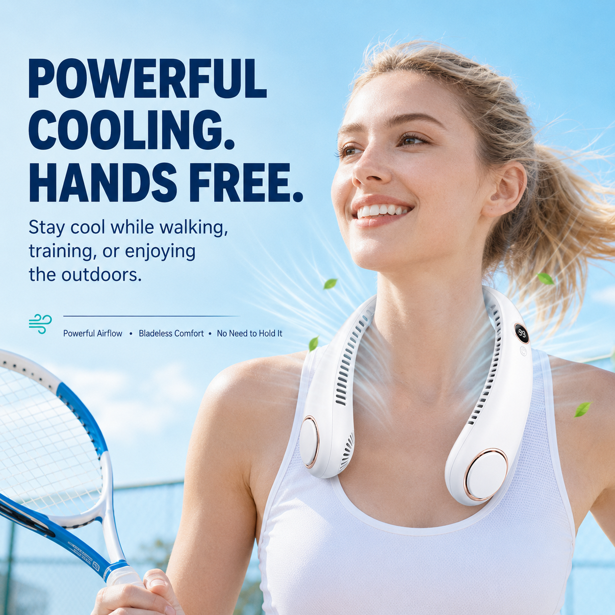 🔥 Hands-Free Portable Neck Fan – Powerful Bladeless Cooling for Summer, Sports & Outdoor Use🧊