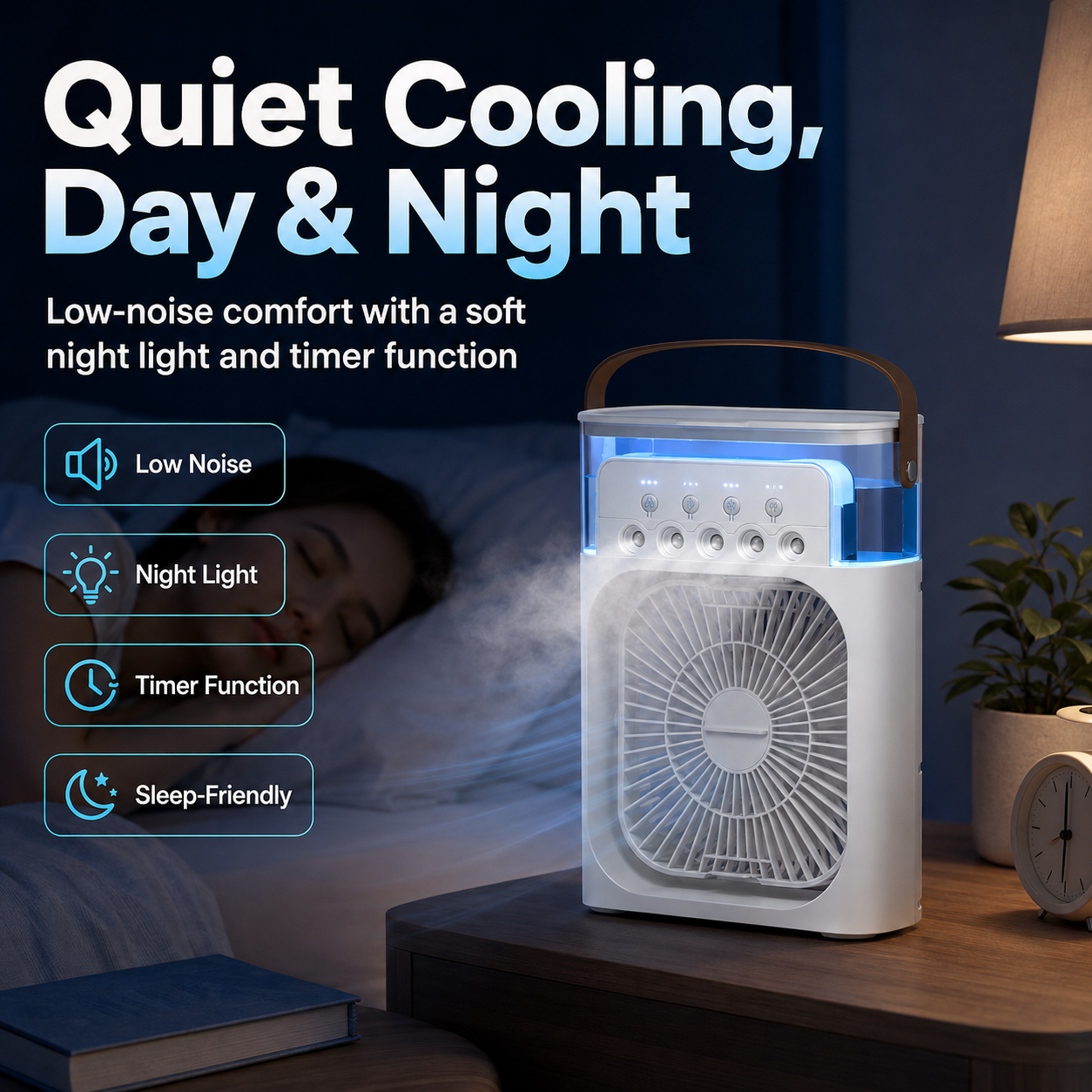 ❄️ 5-Nozzle Cooling Mist Fan — Add Ice, Feel the Chill 💨
