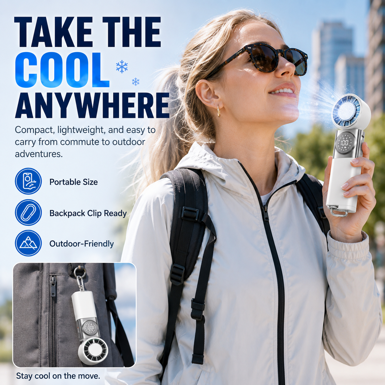 2-in-1 Portable Ice-Cooling Fan & Power Bank with Retractable Type-C Cable ❄️🔋