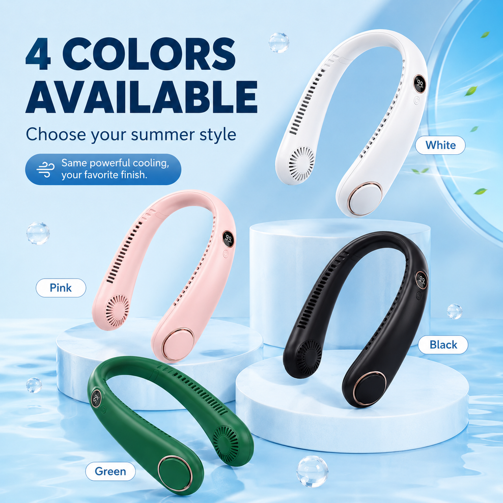 🔥 Hands-Free Portable Neck Fan – Powerful Bladeless Cooling for Summer, Sports & Outdoor Use🧊