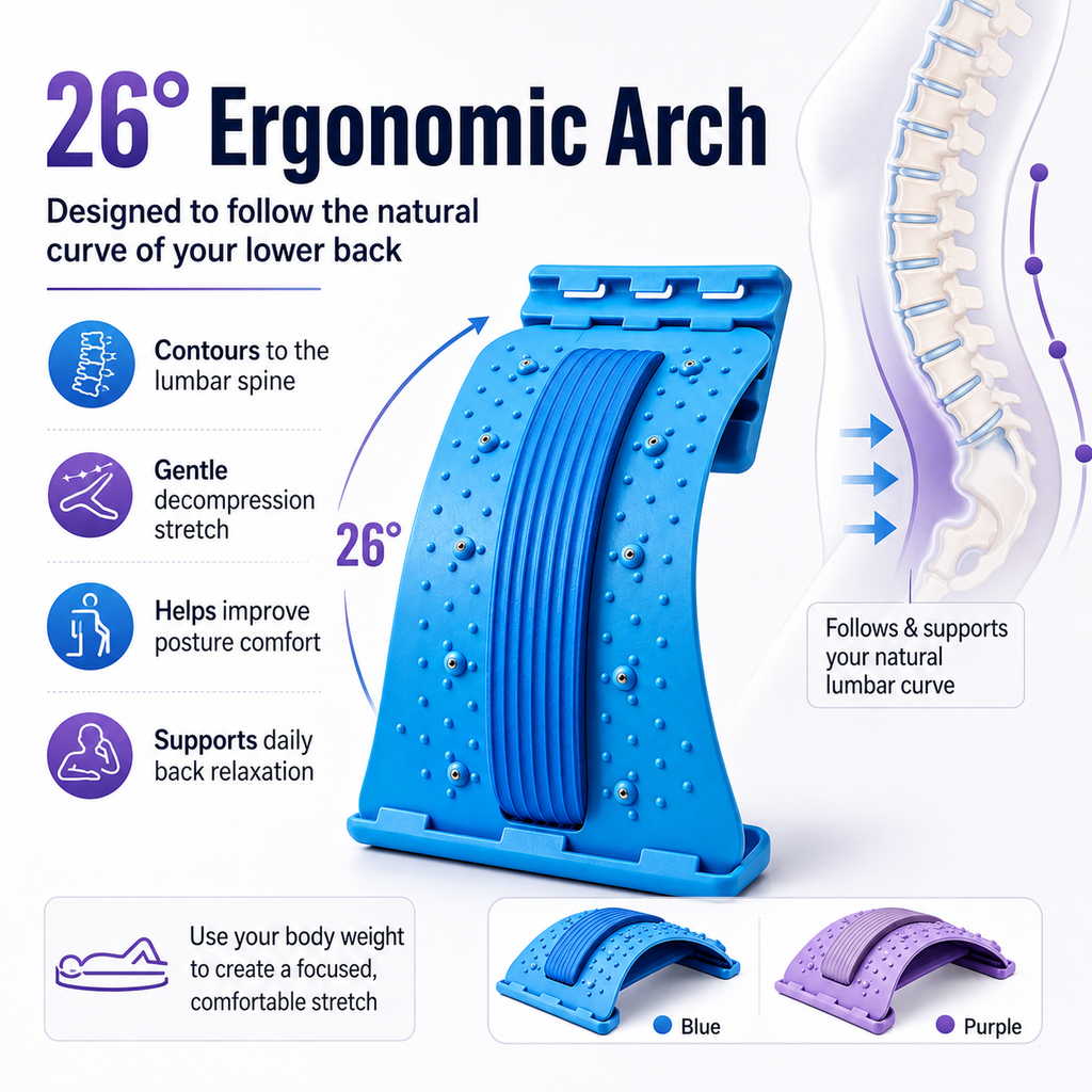 Lumbar Back Stretcher – 4-Level Spine Support & Lower Back Relief Massager🌿