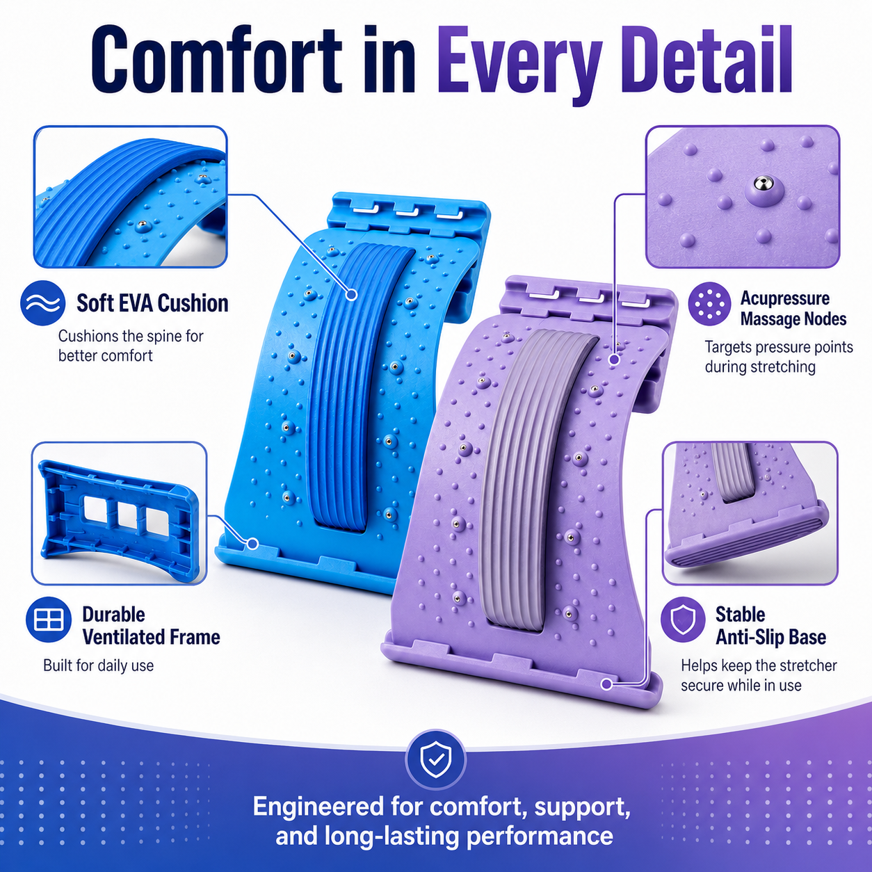 Lumbar Back Stretcher – 4-Level Spine Support & Lower Back Relief Massager🌿