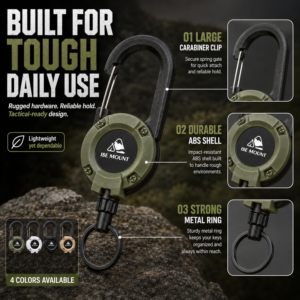 🔒 Tactical Auto-Retract Gear Clip – Keep Keys, Phone & Tools Secure & Within Reach