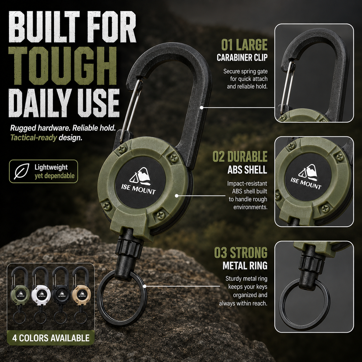 🔒 Tactical Auto-Retract Gear Clip – Keep Keys, Phone & Tools Secure & Within Reach