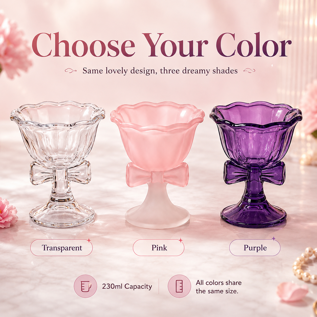 Butterfly Bow Dessert Goblet – Elegant 230ml Glass Cup for Ice Cream, Cocktails & Sweet Moments🦋