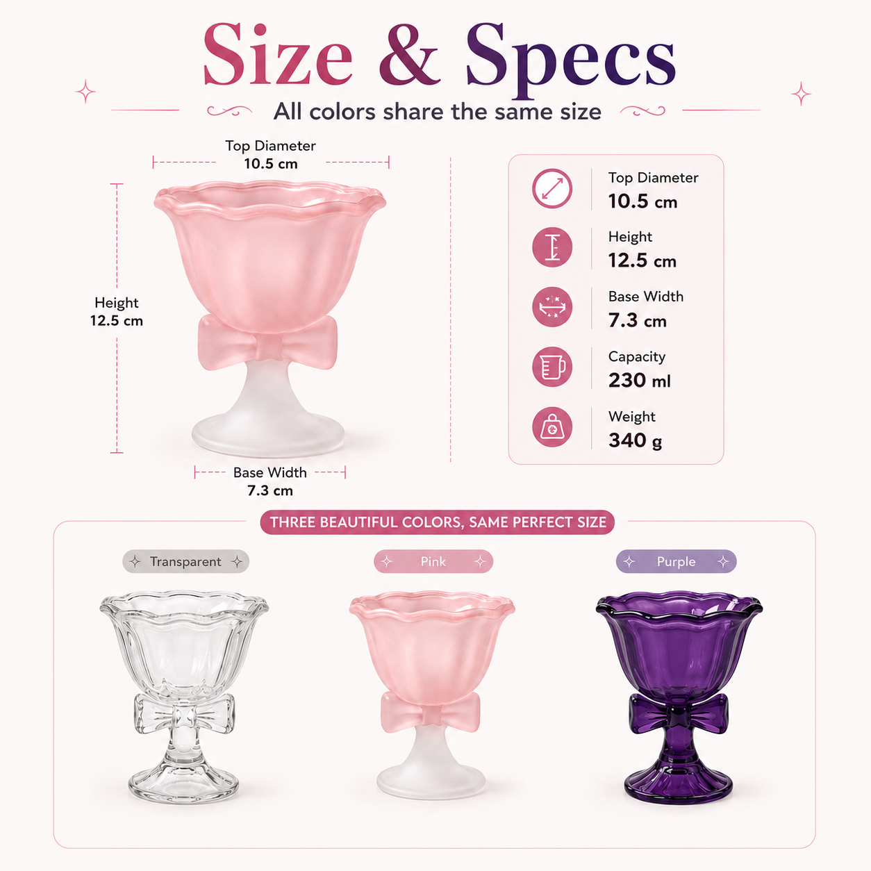 Butterfly Bow Dessert Goblet – Elegant 230ml Glass Cup for Ice Cream, Cocktails & Sweet Moments🦋