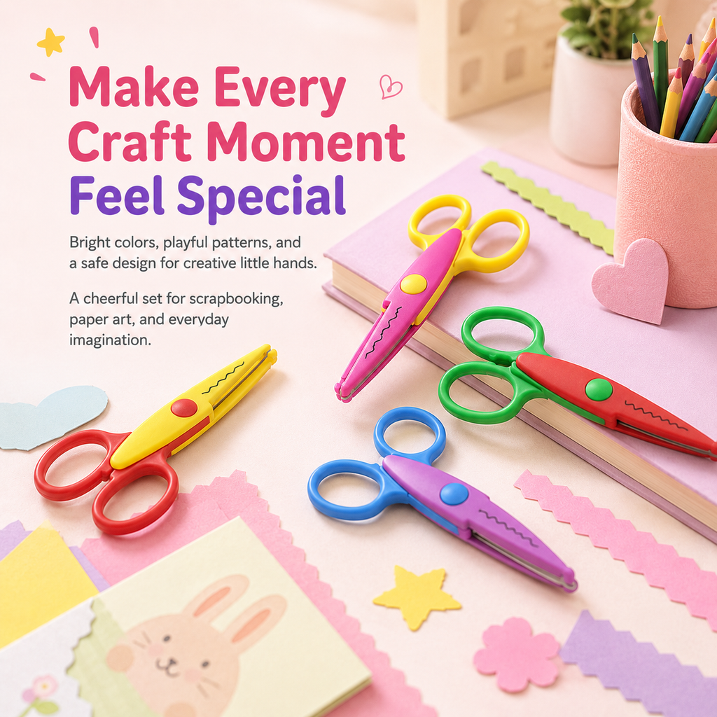 Kids Safety Art Scissors Set for Crafts & Scrapbooking