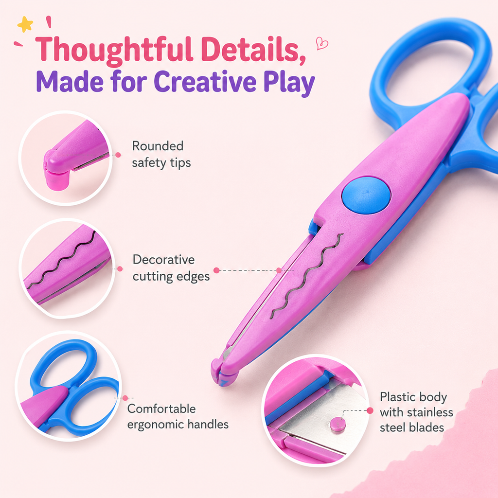 Kids Safety Art Scissors Set for Crafts & Scrapbooking