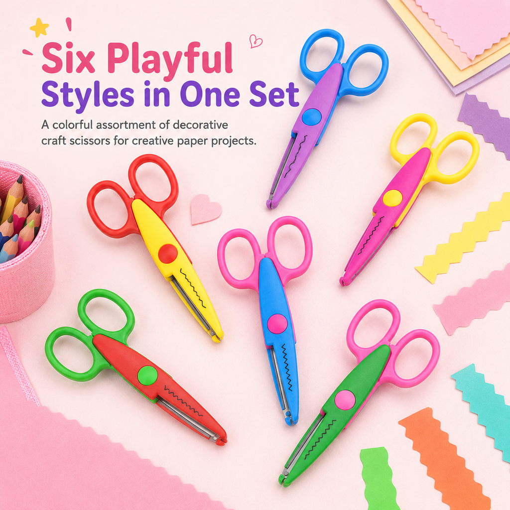 Kids Safety Art Scissors Set for Crafts & Scrapbooking