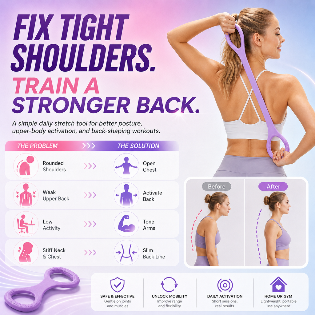 💪 Figure-8 Resistance Band — Tone Your Back, Shoulders & Arms Anywhere & Feel Confident✨