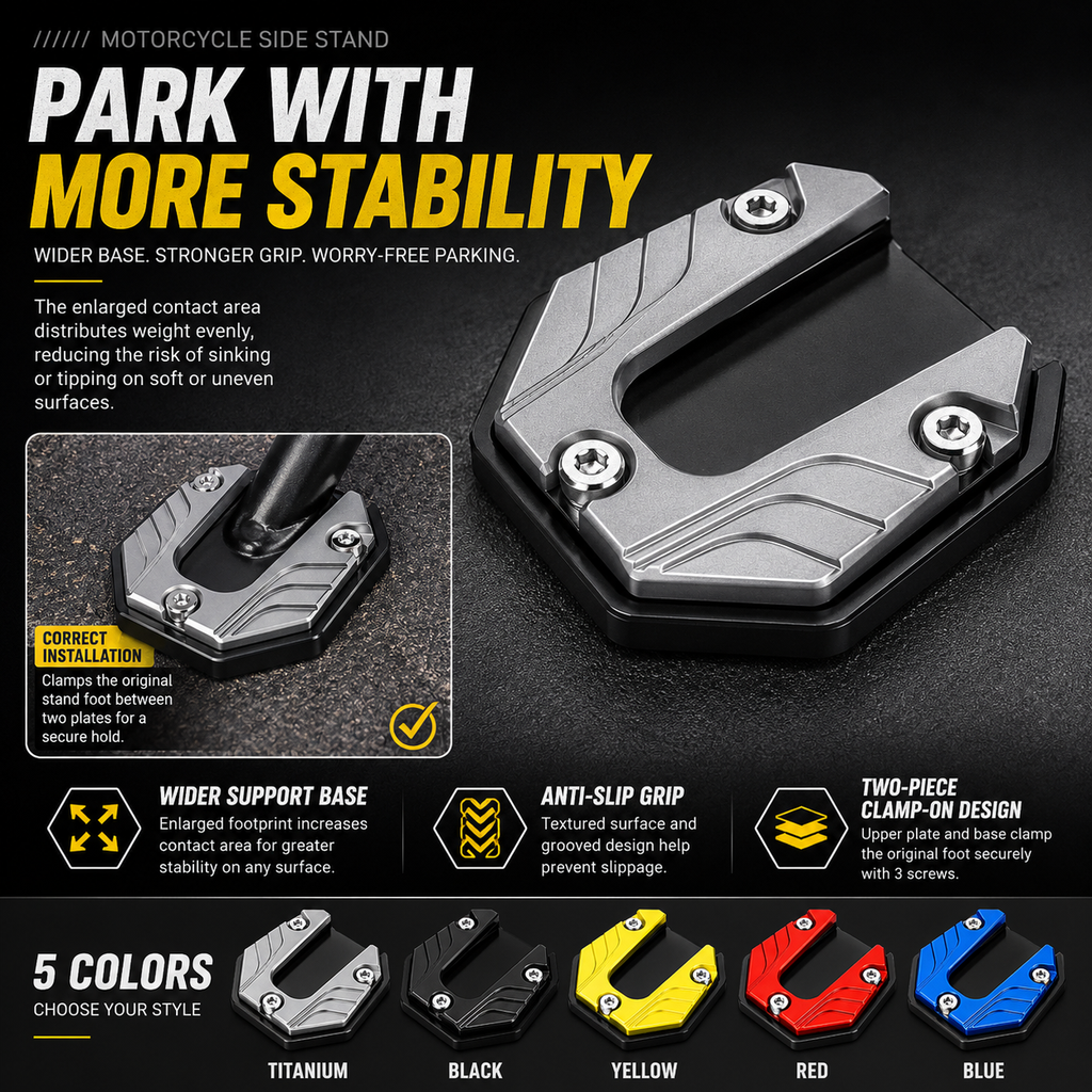 Motorcycle Kickstand Foot Side Stand Extension Pad