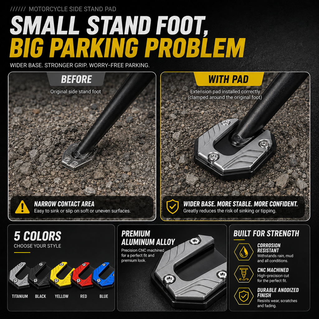 Motorcycle Kickstand Foot Side Stand Extension Pad
