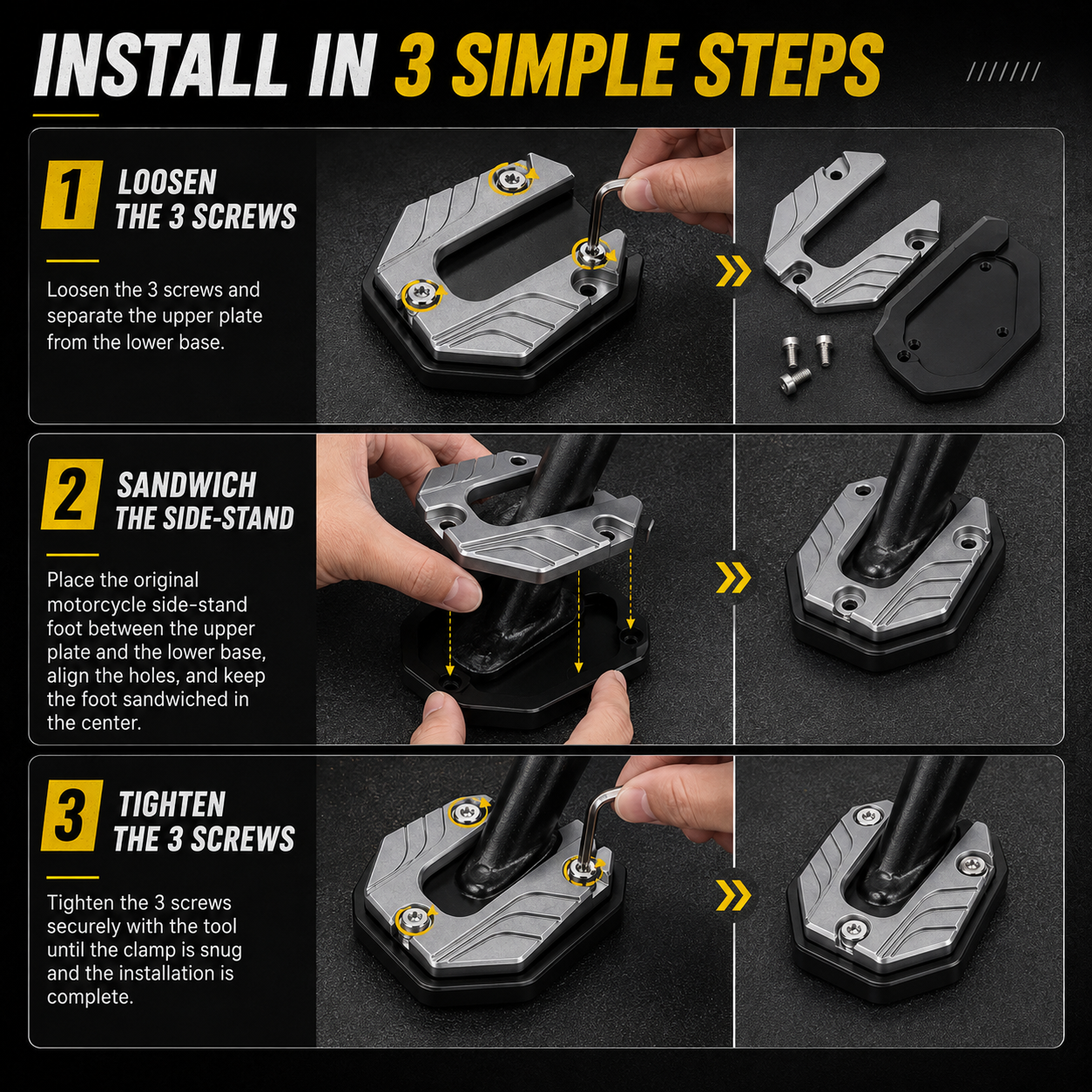 Motorcycle Kickstand Foot Side Stand Extension Pad