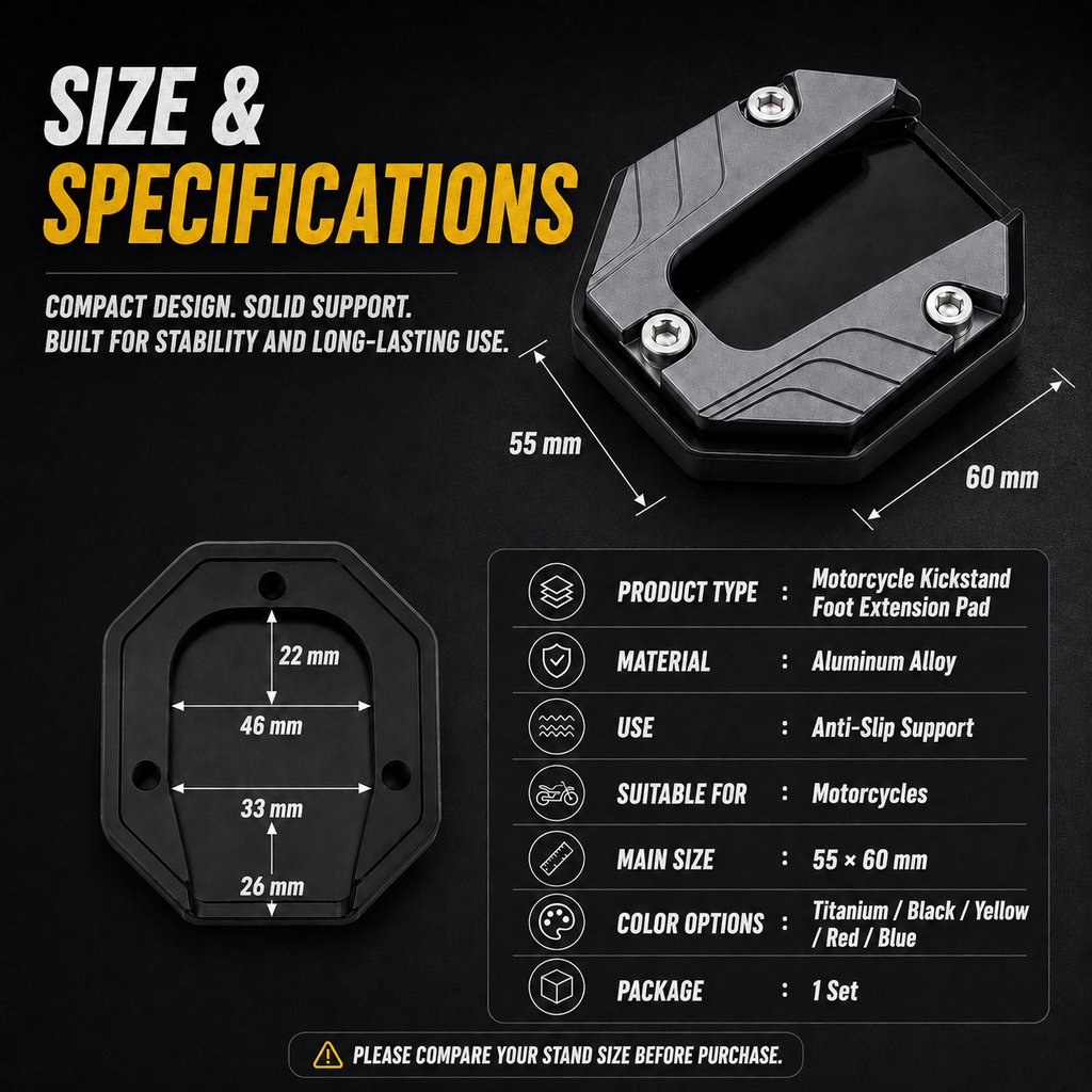 Motorcycle Kickstand Foot Side Stand Extension Pad