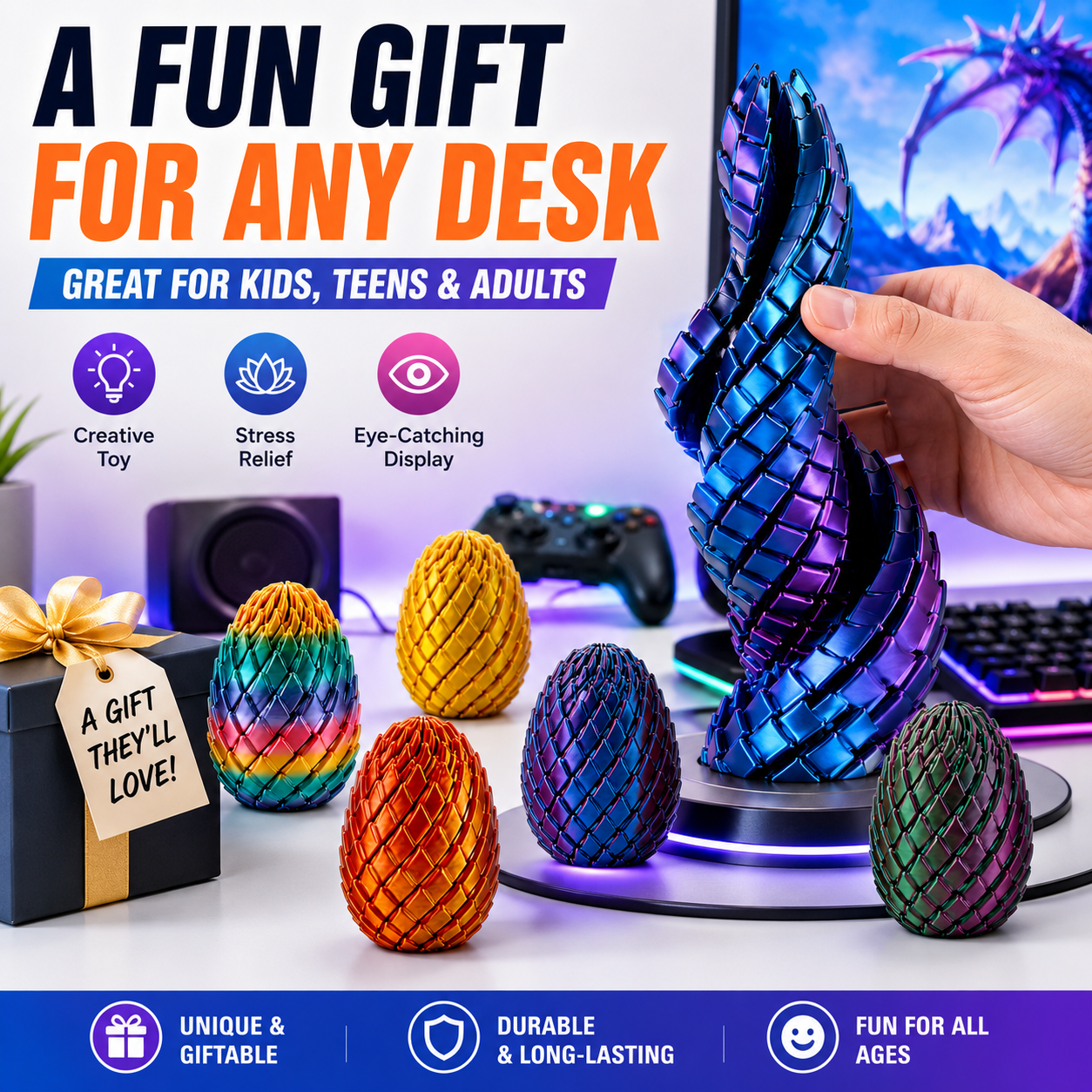 🐉 TwistMorph 3D Dragon Egg — Twist, Transform & Relax in Seconds ✨
